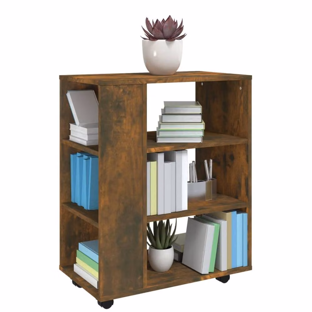 Berkfield Home Rolling Cabinet in Smoked Oak Brown, W/D/H: 60 x 35 x 75 cm – 3