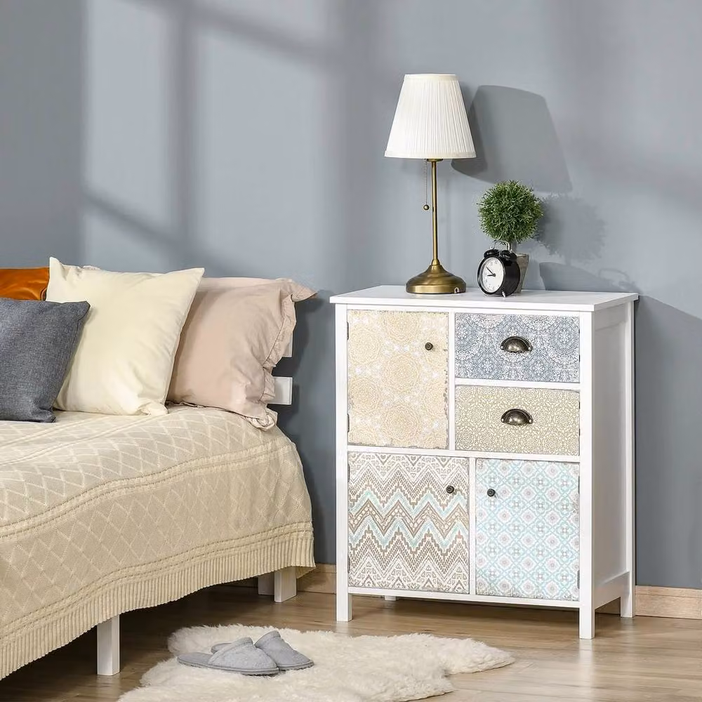 FORGEVIO Shabby Chic Sideboard Storage Chest, Multi-purpose Lacquered Cabinet in White, Bronze or Multicolour, W/D/H: 80 x 34 x 68 cm – 3