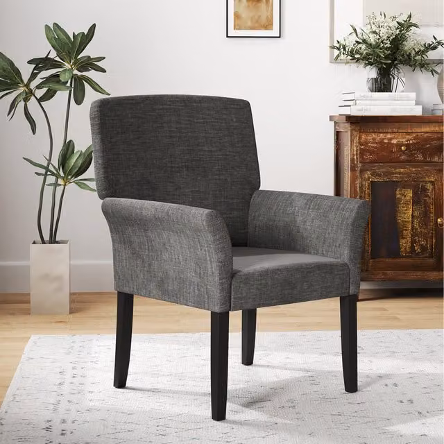 Costway Executive Reception Chair Sofa in Grey with Upholstered Rubberwood Frame