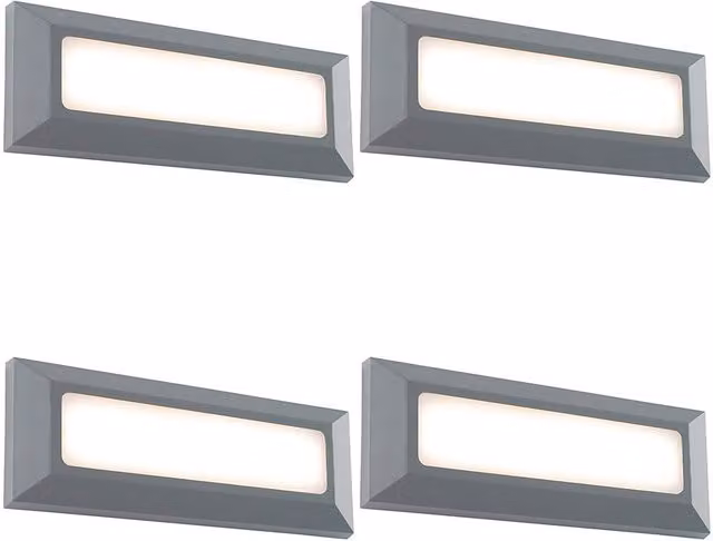 Loops 4 Pack Outdoor IP65 Pathway Guide Lights with 3W Warm White LED in Grey