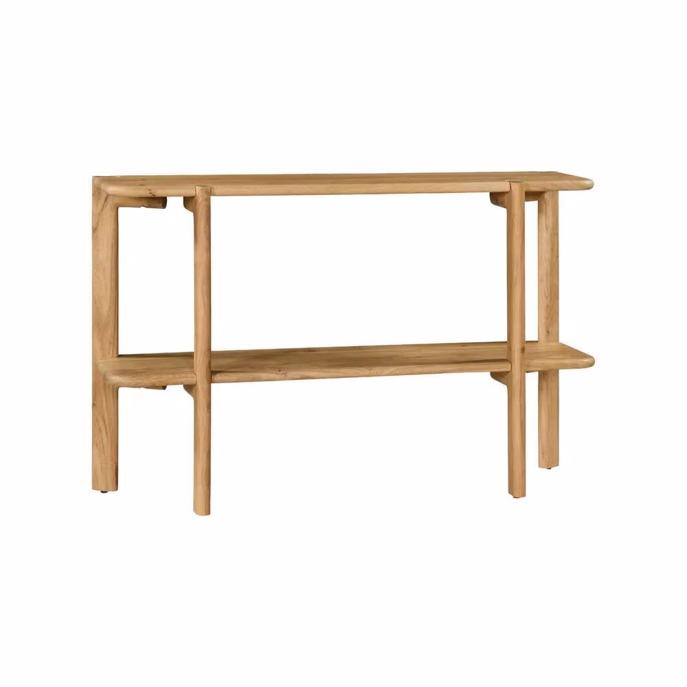 sweeek Exotic Acacia Wood Console Table with 1 Shelf in Beige, W/D/H: 120 x 35 x 77 cm – 2