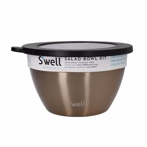 S'well Pyrite Salad Bowl Kit in Gold, 1.9L – 1