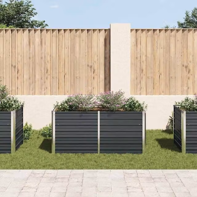 Berkfield Home Raised Garden Bed in Anthracite Galvanised Steel, W: 160 cm, D: 80 cm, H: 77 cm