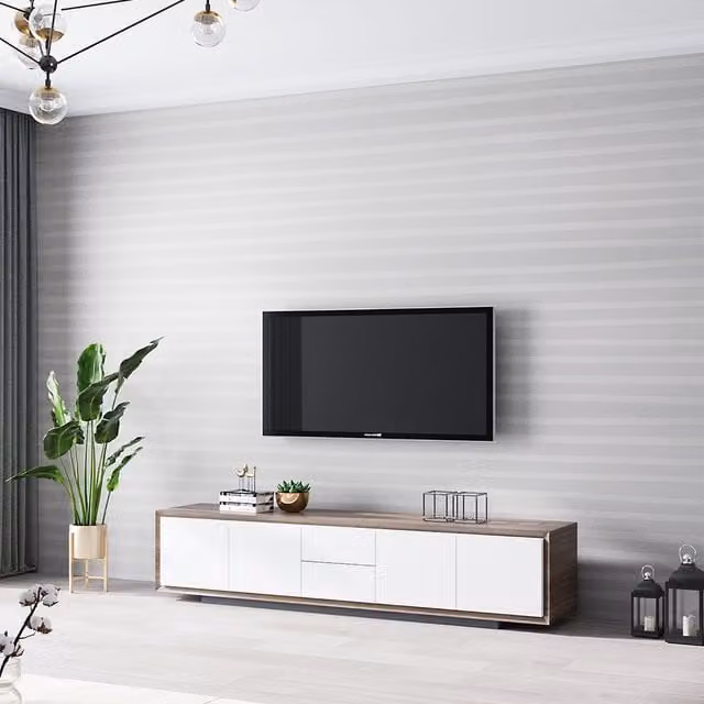 Garden Sanctuary Modern Abstract Striped Wallpaper Roll in White