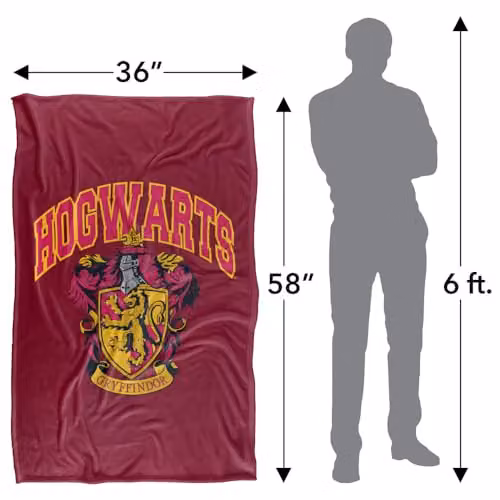 Warner Bros. Harry Potter Hogwarts Gryffindor Super Soft Fleece Throw Blanket, Multicolour, W: 91.44 cm, L: 147 cm – 4