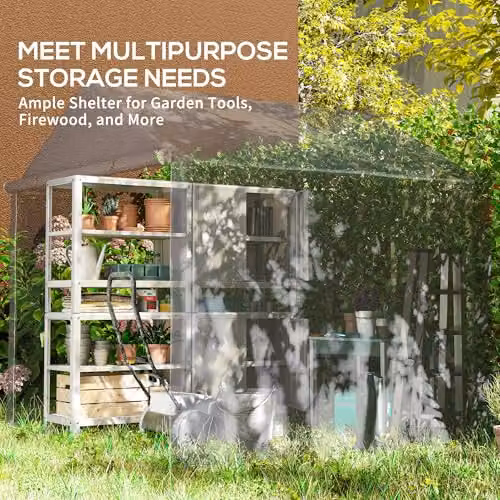 Outsunny Grey Garden Shed Storage Tent with Steel Frame – 7