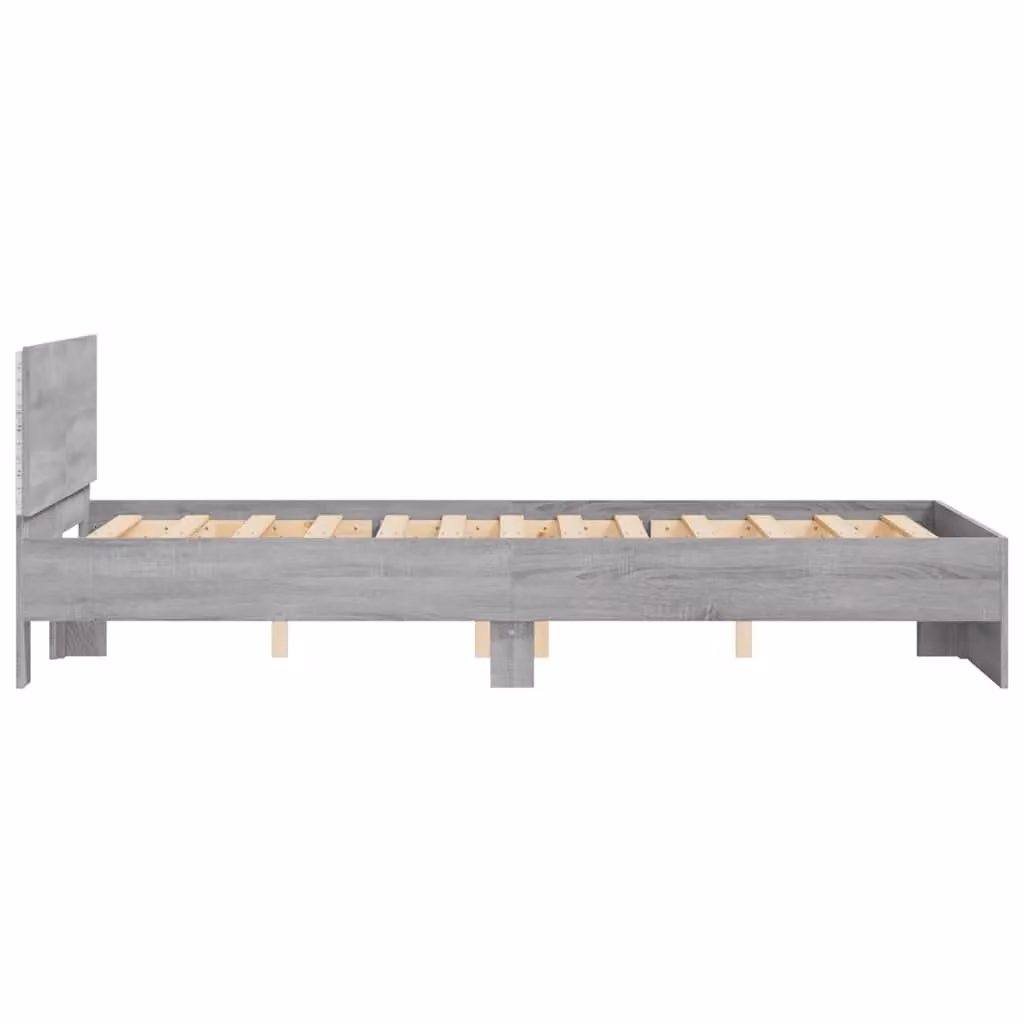 Berkfield Home Modern Bed Frame with Headboard, LED Under-Bed Lighting and USB Charging Port, Grey Sonoma, W: 140 cm, L: 190 cm – 4