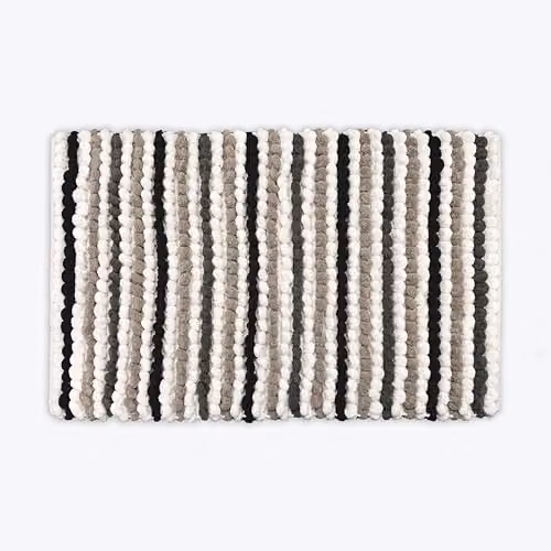 Allure Bath Fashions Striped Chunky Bobble Bath Mat, Black and White, W: 80 cm, D: 50 cm – 1