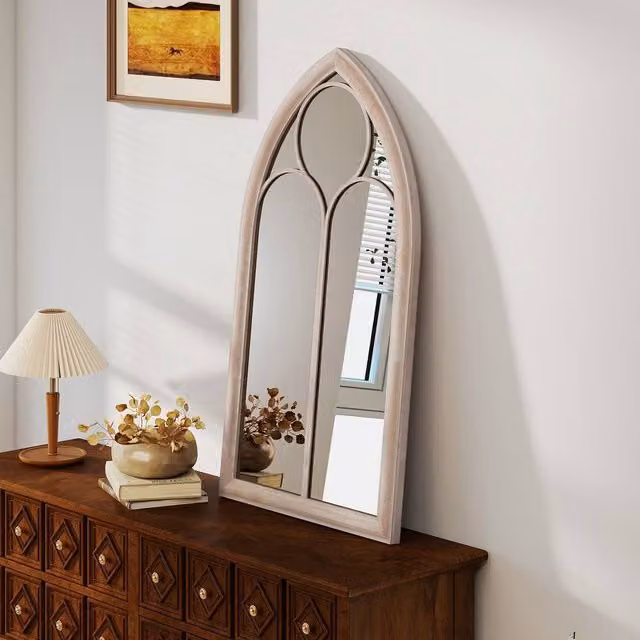 Costway Farmhouse Window Pane Wall Mounted Mirror in Grey – 1