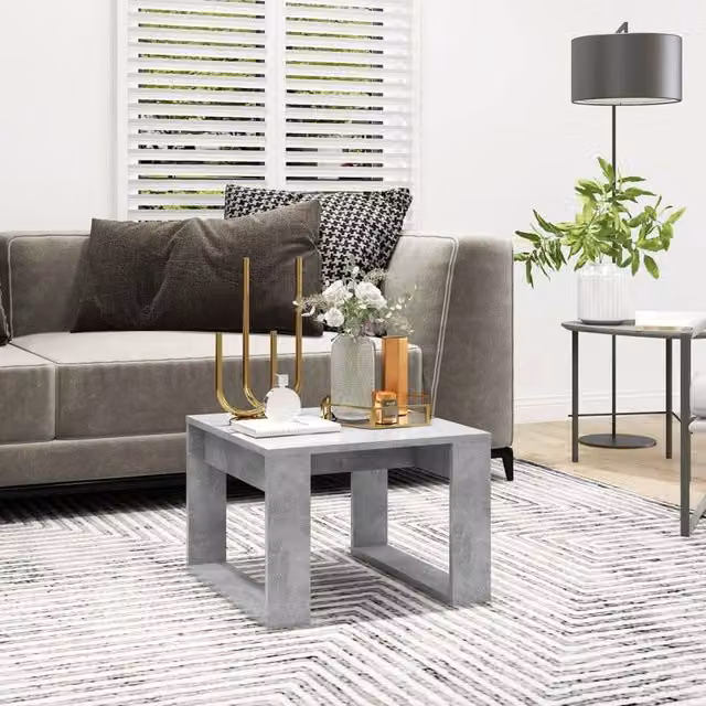 Berkfield Home Modern Square Side Table in Concrete Grey, W/D/H: 50 x 50 x 35 cm – 1