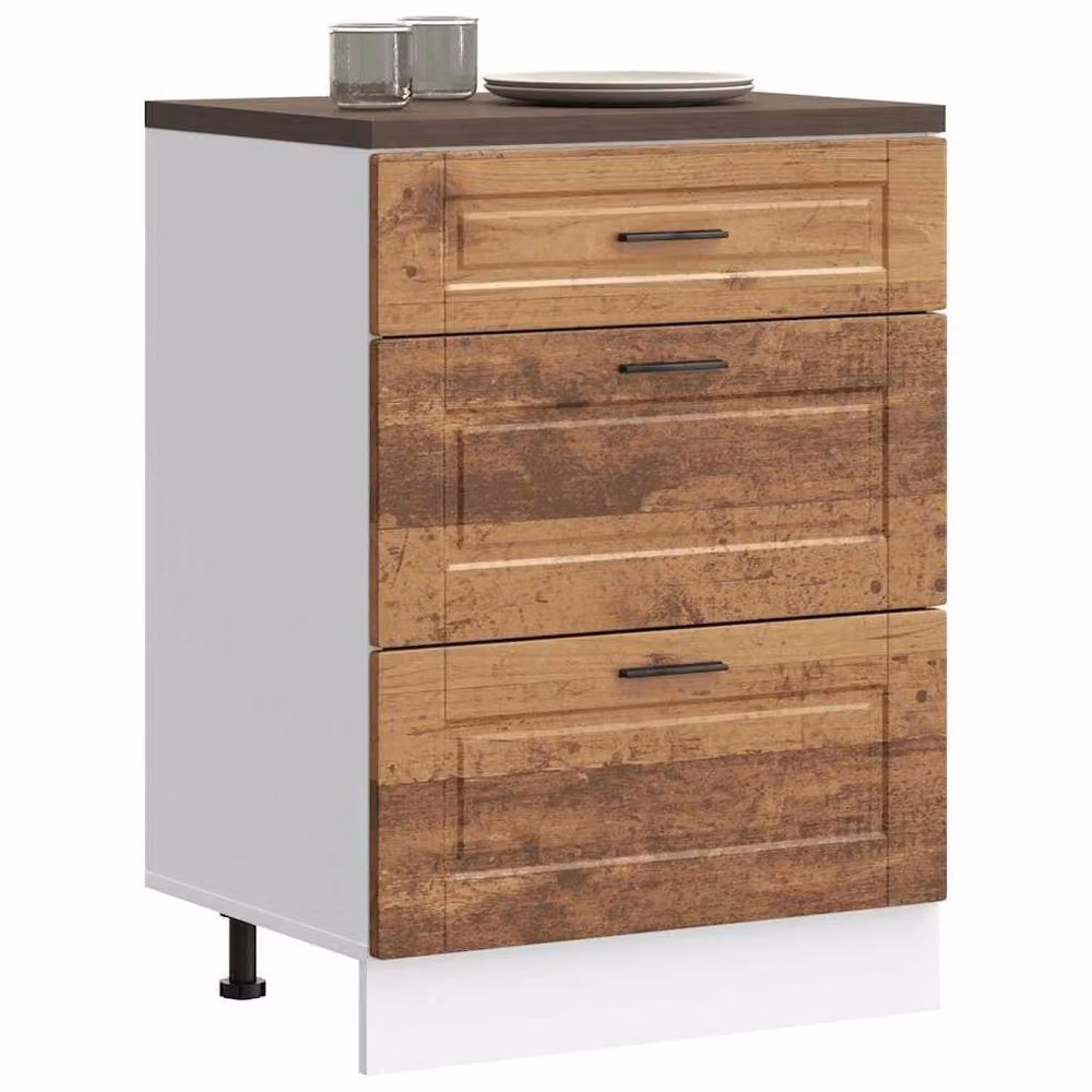 Berkfield Home Porto Old Wood Kitchen Base Cabinet in Brown, W/D/H: 60.0 x 46.0 x 81.5 cm – 2
