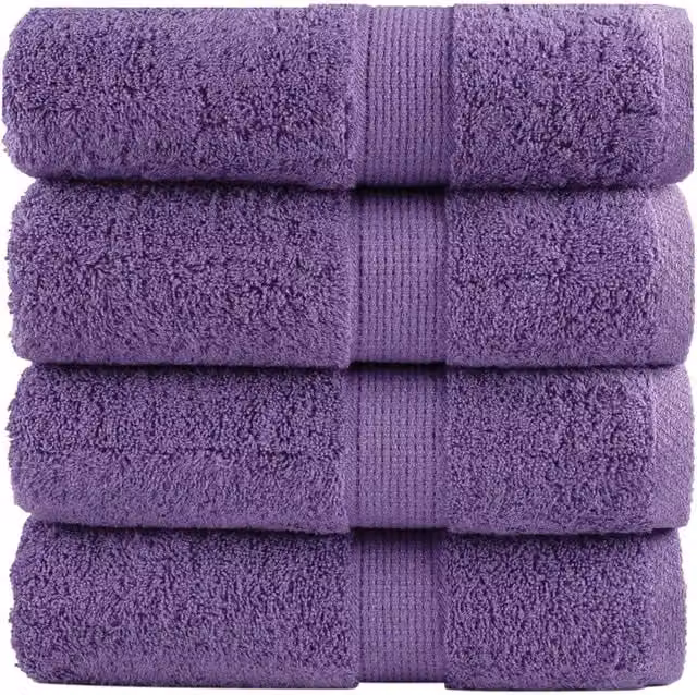 Berkfield Home SOLUND Premium Cotton Soap Towels, Purple, 4 Pack, W: 30 cm, H: 30 cm – 1