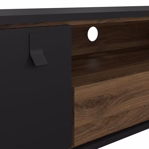 Furniture To Go Ry Modern Black Lacquered TV Unit with 1 Door and 1 Drawer, W/D/H: 150.29 x 40.1 x 59.59 cm – 3