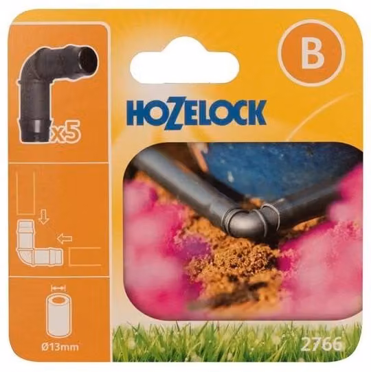 Hozelock 90 Degree Elbow Connector 13mm Hose Tail, Pack of 5, Yellow and Black – 4