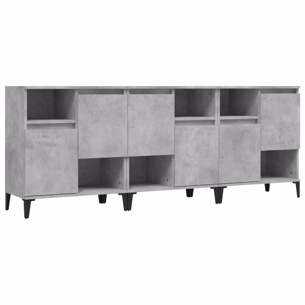 Berkfield Home Set of 3 Modern Sideboards in Concrete Grey, W/D/H: 60 x 35 x 70 cm – 2
