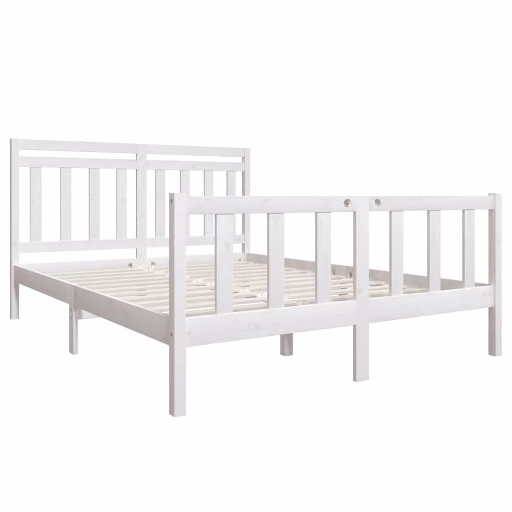 Berkfield Home White Solid Pine Wood Bed Frame W/D/H: 160 x 200 cm – 2