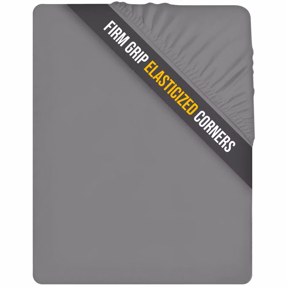 Lazzaro Home Feel the Difference Exclusive Microfibre Fitted Sheets in Grey, Double, W/D/H: 140 x 200 x 40 cm – 3
