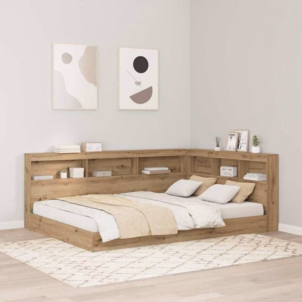 Berkfield Home Artisan Oak Storage Headboard with Integrated Shelf, Brown, Width: 160 cm – 2