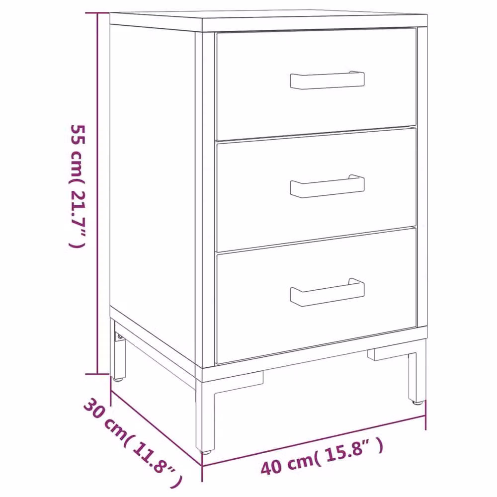 Berkfield Home Beautiful Set of 2 Black Solid Wood Pine Bedside Cabinets, W/D/H: 40 x 30 x 55 cm – 7