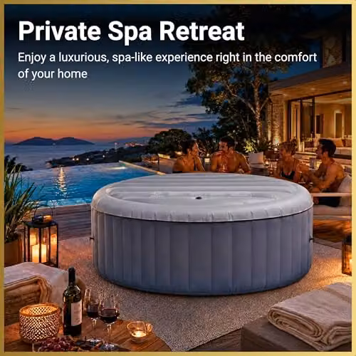 SHATCHI Grey Round Inflatable Thermal Spa Cover for 4 Person Hot Tubs up to 140cm, Diameter: 135 cm – 7