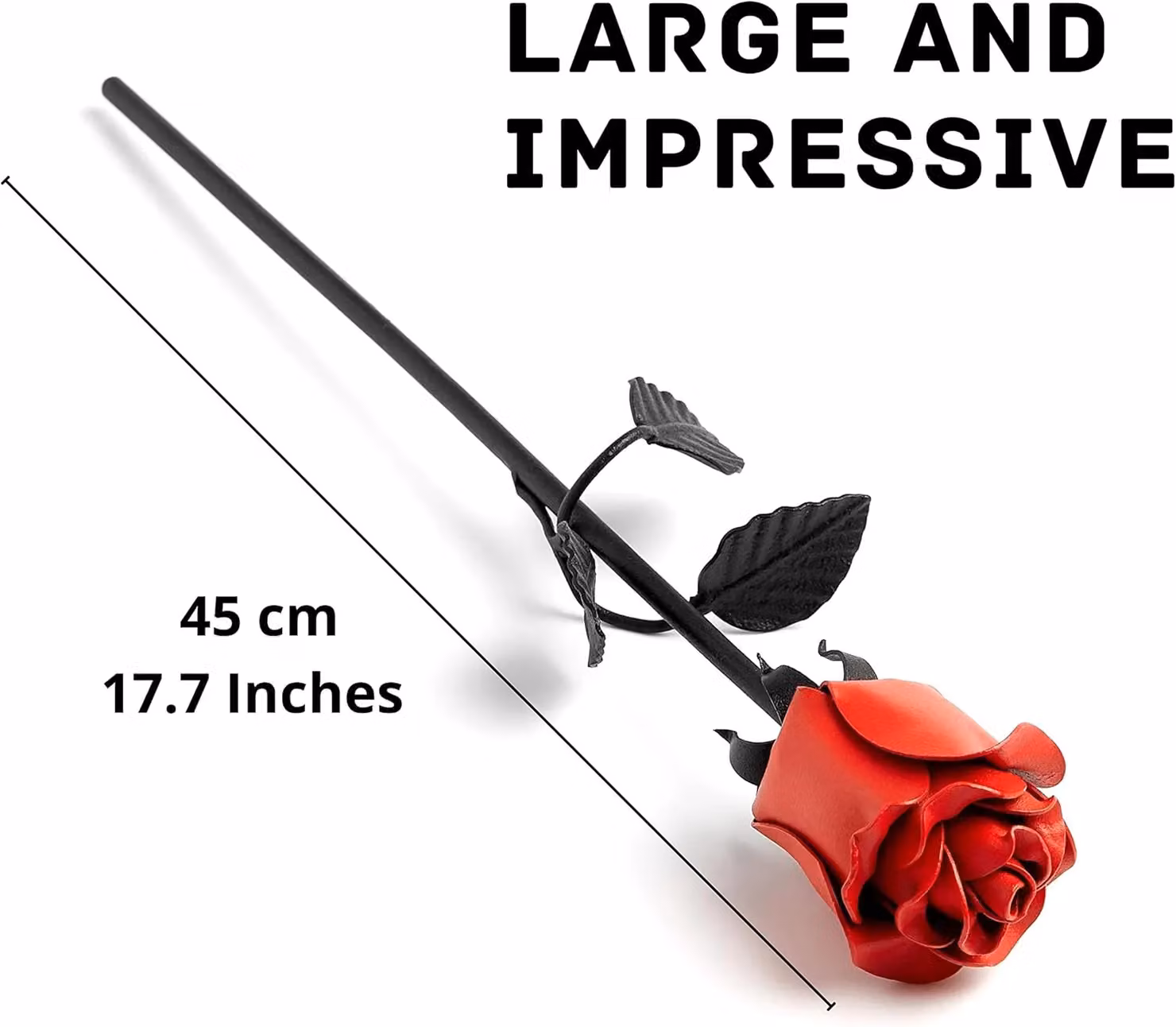 Novecrafto Handcrafted Forged Iron Rose in Red and Black – 4