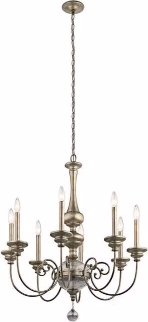 Loops 8 Bulb Chandelier Hanging Pendant Light in Gold/Brass with E14 LED Bulbs