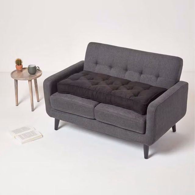 Homescapes Black Faux Suede 2 Seater Booster Seat Cushion