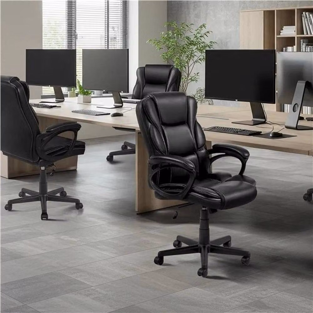 KORVIXA Executive Desk Chair in Black with Lumbar Support and Headrest – 3