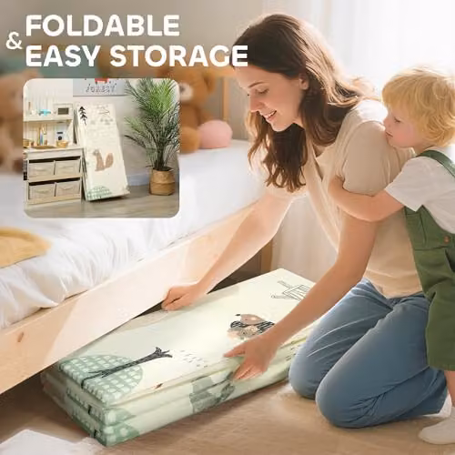AIYAPLAY Reversible Foldable Baby Play Mat with Animal Theme, Multicolour, W: 196 cm, D: 176 cm, H: 1.5 cm – 2