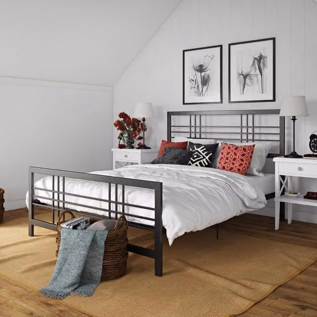 Dorel Home Burbank Metal Bed in Black, W/D/H: 180 x 200 cm