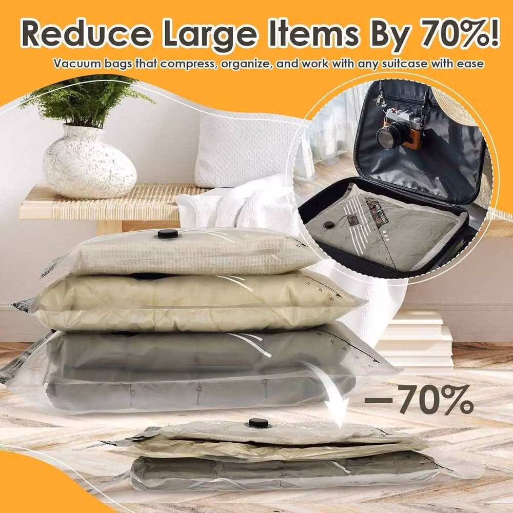 ATEK 10 Pack Reusable Vacuum Storage Bags with Wireless Air Pump in Clear – 3
