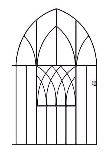 Burbage Iron Craft Abbey Modern Low Arch Bow Top Single Garden Gate in Black, W: 91.4 cm, H: 134.0 cm