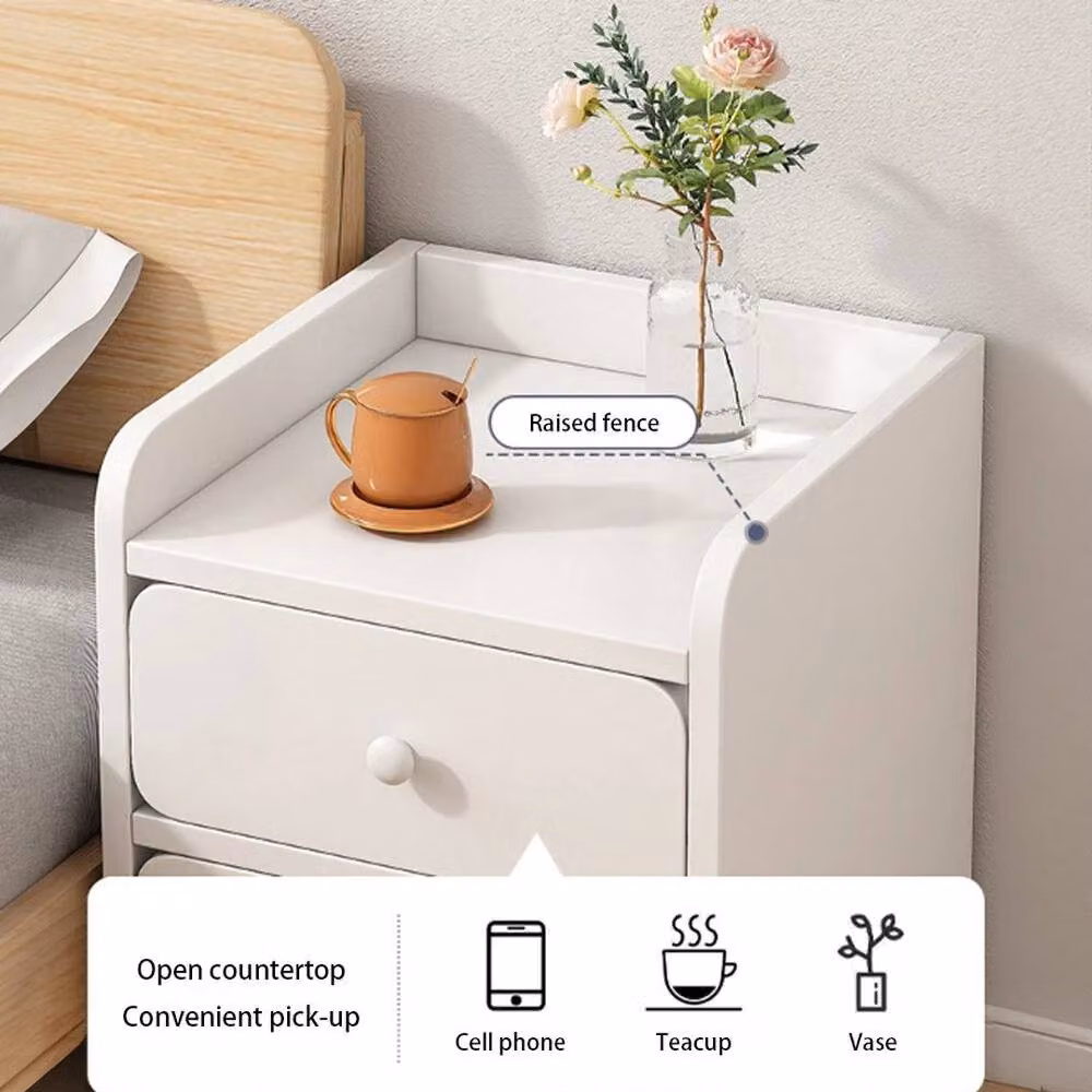 EONLION Slim 2 Drawer Bedside Table Cabinet in White – 3