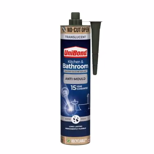 Unibond Waterproof Anti Mould Silicone Sealant, 280 ml, White or Transparent – 1