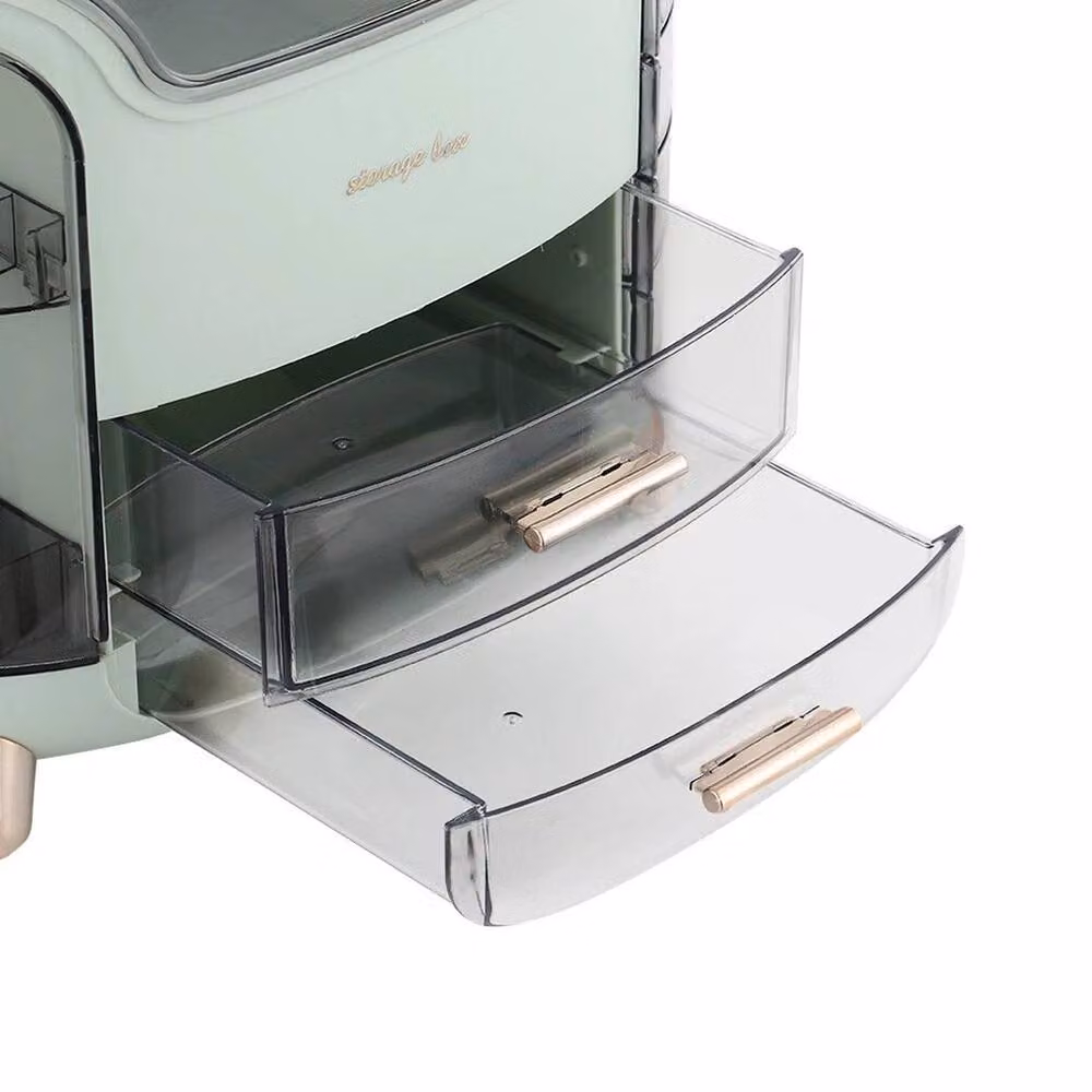 FLAVORA Green Plastic Makeup Organiser Cosmetic Holder with Drawers and Handles – 2