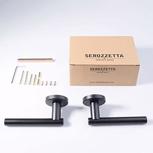 Loops Pair of Straight T-Bar Handles on Round Rose with Concealed Fixings in Matt Black Finish – 2