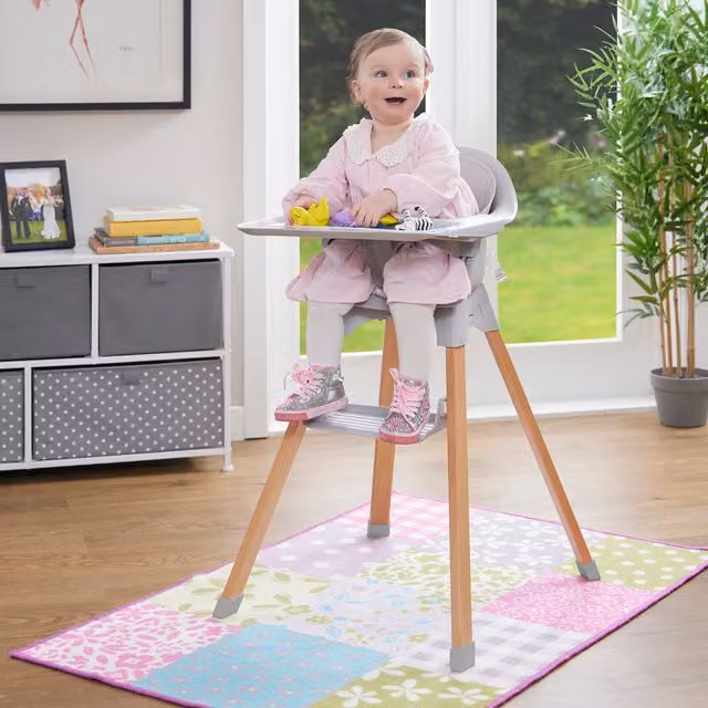 Liberty House Toys Kids High Chair in Grey and Beechwood