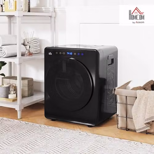 HOMCOM Vented Front Loader Tumble Dryer, 5kg Wet Laundry/3kg Dry Capacity, 1000W, Black – 2