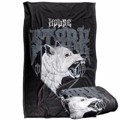 Warner Bros. Game of Thrones House Stark Wolf Silky Touch Super Soft Fleece Throw Blanket, Multicolour – 1