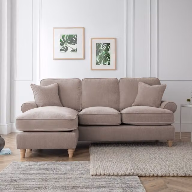 The Great Sofa Company Ezra Left Hand Velvet Chaise Sofa in Beige – 1