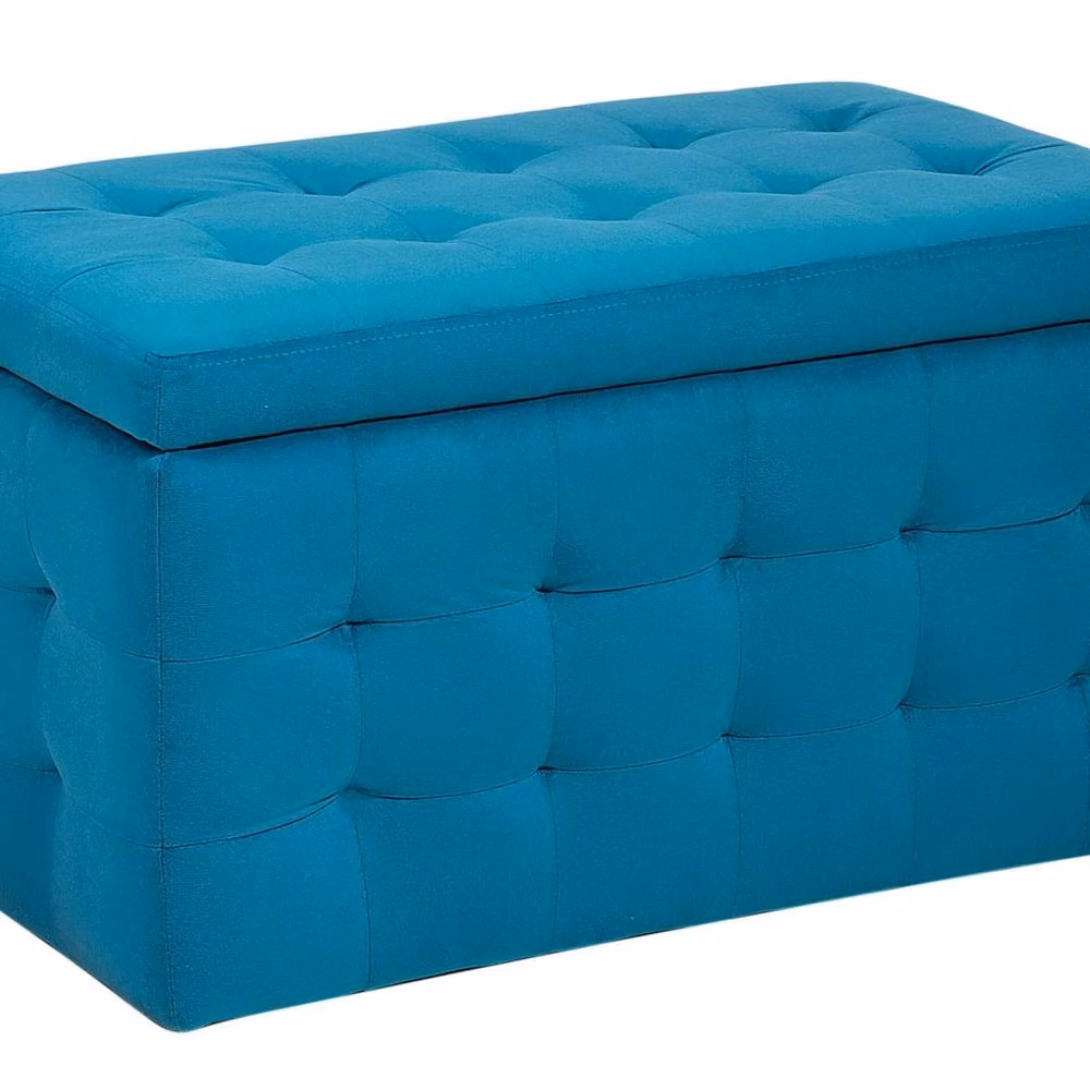 Wyld and Coco Blue Velvet Chesterfield Tufted Storage Ottoman Bench – 2