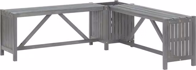 Berkfield Home Garden Corner Bench with Planter in Grey Solid Acacia Wood, Width: 117 cm