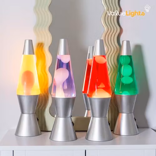 ValueLights Retro LED Lava Lamp with Green Liquid and White Wax, Cylinder Tabletop Mood Light – 2