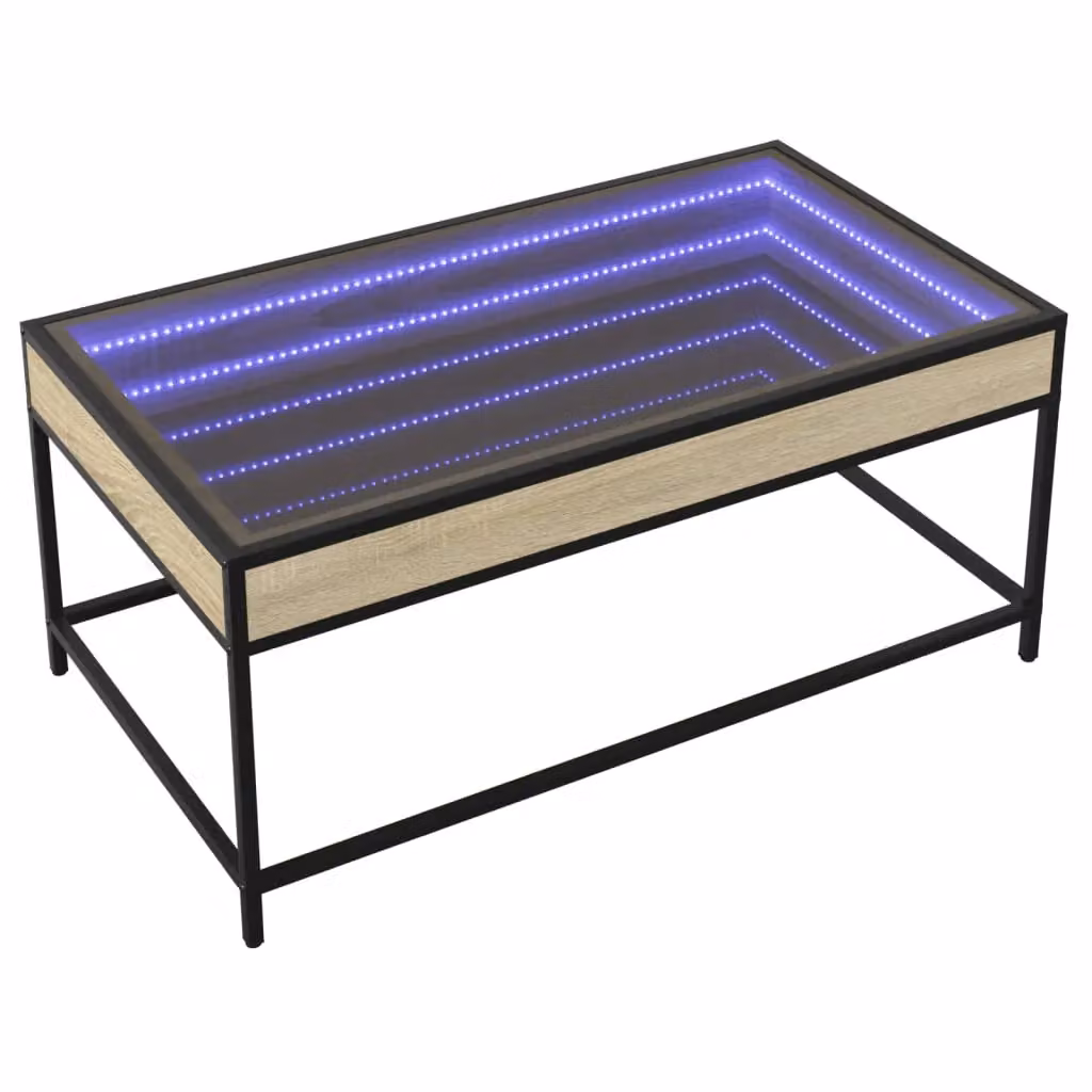 Berkfield Home Infinity LED Coffee Table in Sonoma Oak Brown, W: 90 cm, D: 50 cm, H: 41 cm – 3