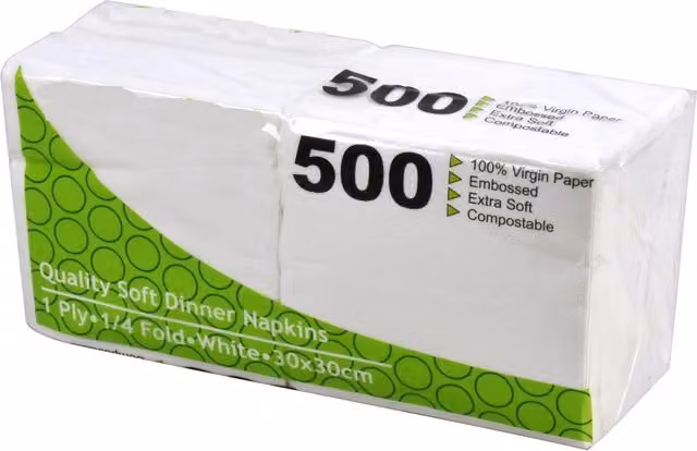 UMKY Extra Soft 1 Ply Disposable Napkins, White, Pack of 500
