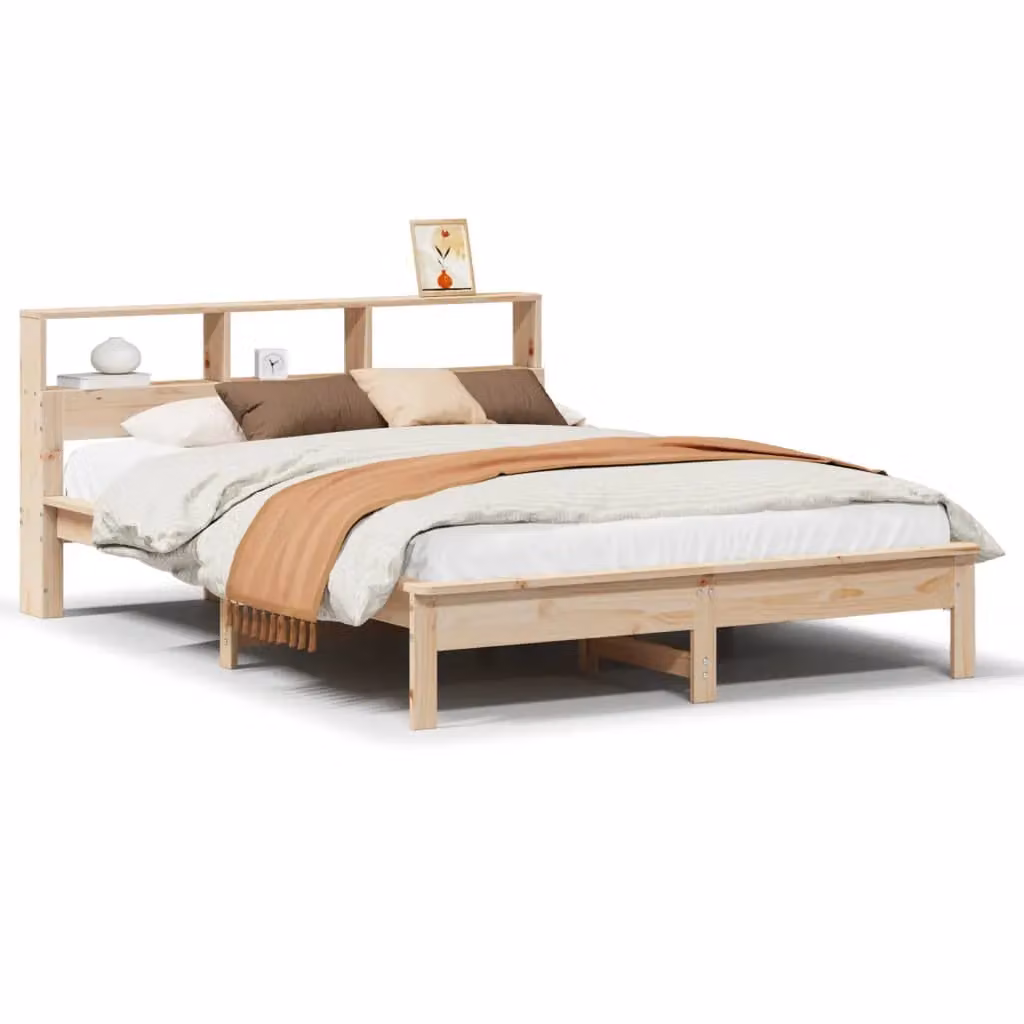 Berkfield Home Rustic Solid Wood Pine Bed Frame in Brown, W/D/H: 140 x 190 cm – 2