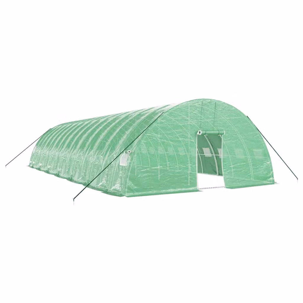 Berkfield Home Green Steel Frame Greenhouse with Plastic Cover, W/D/H: 14 x 6 x 2.85 m – 2