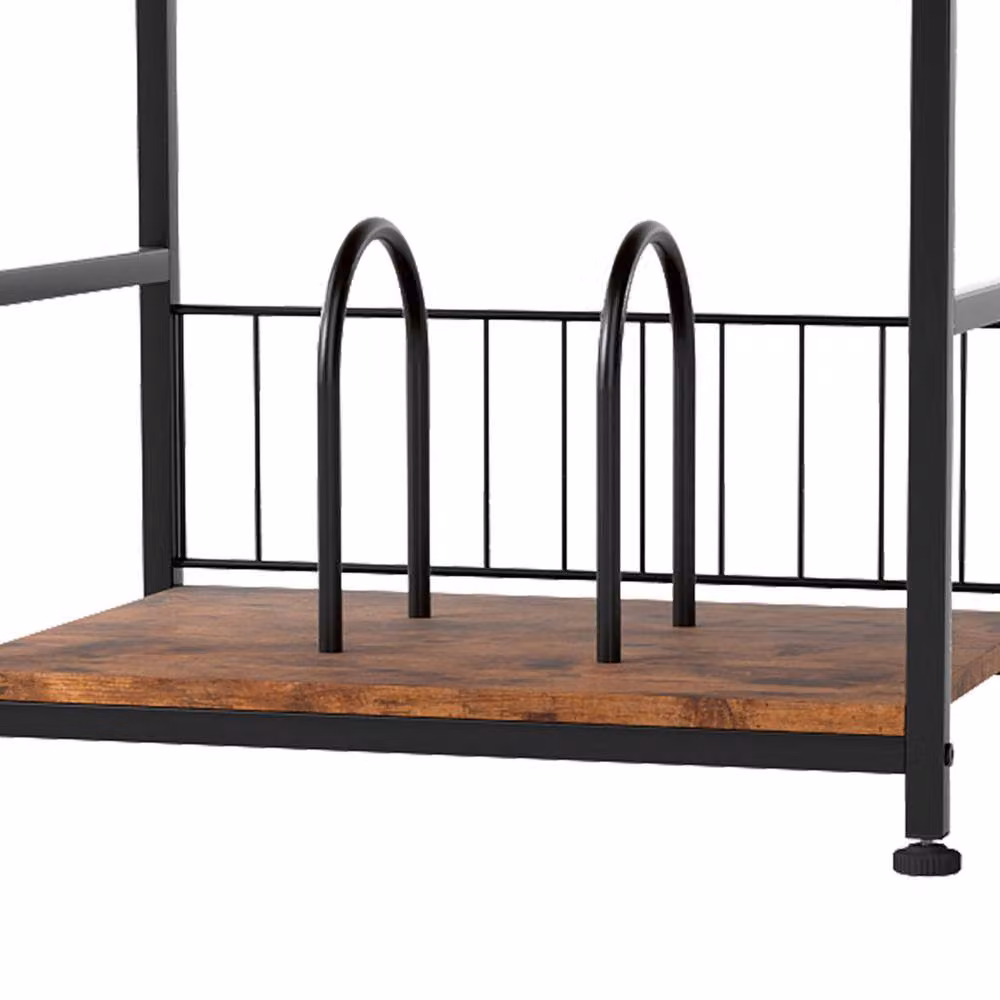 Levede 3-Tier Vintage Record Player Stand and Vinyl Storage Side Table in Brown and Black, W/D/H: 50 x 30 x 74 cm – 7