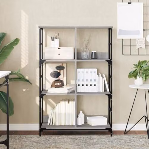 vidaXL Industrial Bookshelf in Grey Sonoma, W/D/H: 78.5 x 33 x 117.5 cm – 2