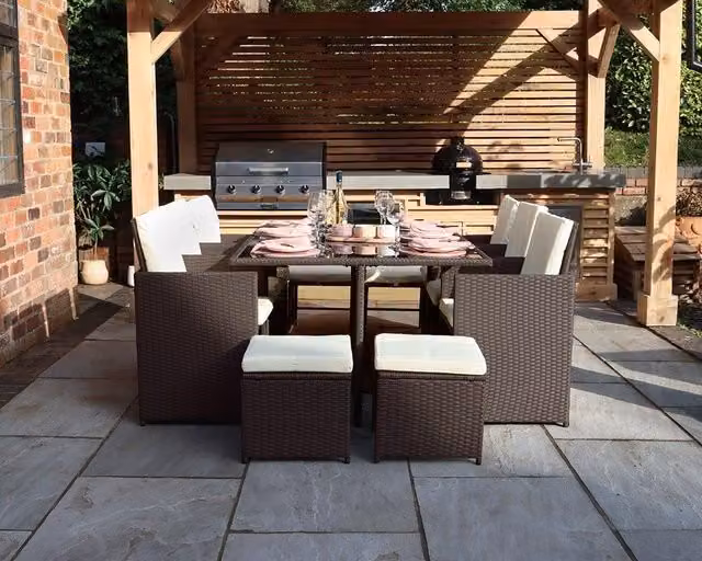 Royalcraft Cannes 10 Seater Brown Rattan Cube Garden Set